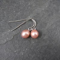 Simple Sterling Pink Pearl Earrings