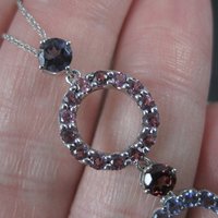 Vintage 10K Iolite Pink Topaz Tourmaline Amethyst Pendant Necklace