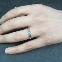 Dainty Sterling Blue Stone Band Ring Size 6 New Old Stock