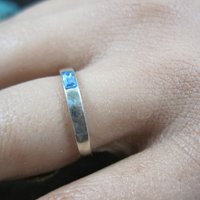 Dainty Sterling Blue Stone Band Ring Size 6 New Old Stock