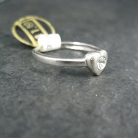 Vintage Sterling Silver Crystal Heart Ring Size 8 New Old Stock