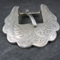 Vintage Etched Belt Buckle Alpaca Mexico