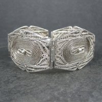 Vintage Spun Silver Sterling Cannetille Bracelet 7 Inches