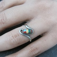 Dainty Southwestern Sterling Inlay Ring New Old Stock Multiple Sizes