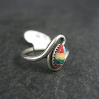 Dainty Southwestern Sterling Inlay Ring New Old Stock Multiple Sizes