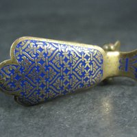 Vintage Blue Enamel Scarf Glove Clip