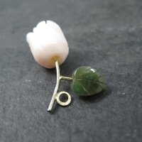 Dainty Vintage Coral and Jade Rose Charm Gold Filled