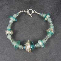 Art Glass Green Lampwork Toggle Bracelet 8 Inches