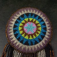 Huge Southwestern 14" Beaded Rosette Hair Clip Barrette Regalia