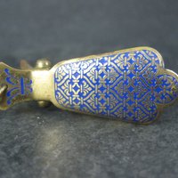 Vintage Blue Enamel Scarf Glove Clip