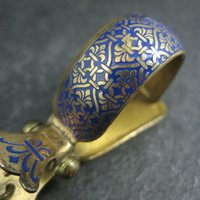 Vintage Blue Enamel Scarf Glove Clip