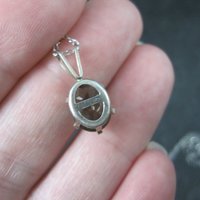 Vintage Sterling Smoky Quartz Solitaire Pendant Necklace