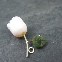 Dainty Vintage Coral and Jade Rose Charm Gold Filled