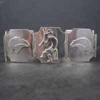 Navajo Sterling Kokopelli Spirit Bear Bracelet 7.5 Inches