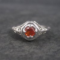 Vintage Art Deco 18K Filigree Fire Opal Ring Size 7