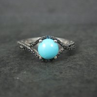 Vintage Sterling Turquoise Diamond Ring Size 10 Chuck Clemency