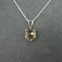 Vintage Sterling Smoky Quartz Solitaire Pendant Necklace