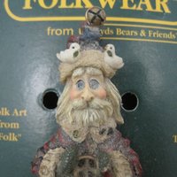 1995 Folk Art Santa Brooch Boyds Bears Folkwear NOS