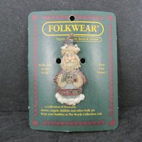 1995 Folk Art Santa Brooch Boyds Bears Folkwear NOS