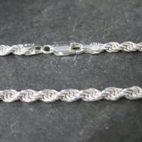 Italian Sterling Rope Chain Bracelet 7.25 Inches New Old Stock