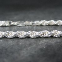 Italian Sterling Rope Chain Bracelet 7.25 Inches New Old Stock