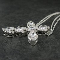 Estate Sterling Cz Cross Pendant Necklace