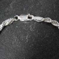 Italian Sterling Rope Chain Bracelet 7.25 Inches New Old Stock