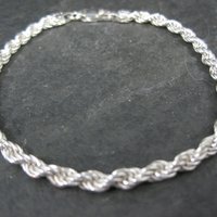 Italian Sterling Rope Chain Bracelet 7.25 Inches New Old Stock