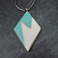 Vintage Southwestern Liquid Silver Necklace Inlay Pendant