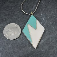 Vintage Southwestern Liquid Silver Necklace Inlay Pendant