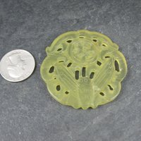 Vintage Carved Translucent Jadeite Moth Pendant Medallion