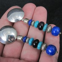 Vintage Southwestern Lapis Turquoise Dangle Bead Earrings