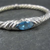 Vintage Sterling Topaz Sapphire Bangle Bracelet