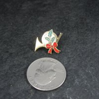 Vintage Hallmark Christmas Horn Trumpet Pin