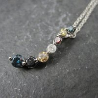 Dainty Vintage 10K Colored Diamond Journey Pendant Necklace