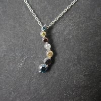 Dainty Vintage 10K Colored Diamond Journey Pendant Necklace