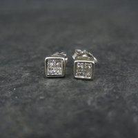 Tiny 14K White Gold Diamond Stud Earrings