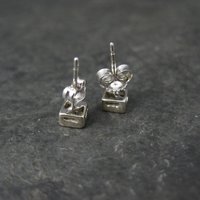 Tiny 14K White Gold Diamond Stud Earrings