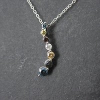 Dainty Vintage 10K Colored Diamond Journey Pendant Necklace