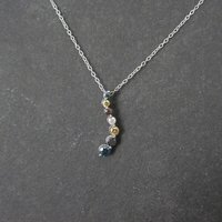 Dainty Vintage 10K Colored Diamond Journey Pendant Necklace