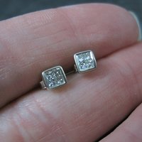 Tiny 14K White Gold Diamond Stud Earrings