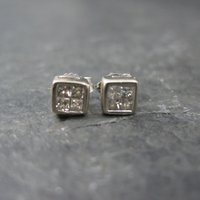 Tiny 14K White Gold Diamond Stud Earrings