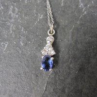 Dainty 14K Tanzanite Diamond Pendant Necklace Levian