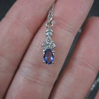 Dainty 14K Tanzanite Diamond Pendant Necklace Levian