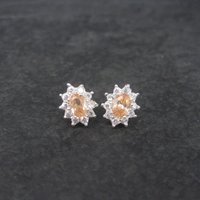 Vintage Peach Cubic Zirconia Stud Earrings