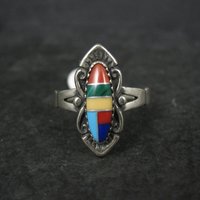 Vintage Southwestern Sterling Silver Inlay Ring New Old Stock Multiple Sizes Available