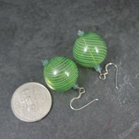 Vintage Sterling Green Art Glass Aquamarine Earrings