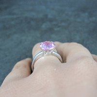 Vintage Sterling Pink Sapphire Solitaire Ring Old New Stock Multiple Sizes Uncas