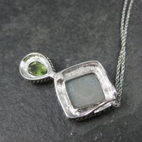 Estate Sterling Peridot Druzy Pendant Necklace