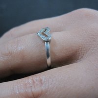 Dainty Italian Sterling Cz Heart Ring Size 7